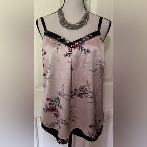 White House Black Market pink & blue floral camisole XS satin like fabric NWT
